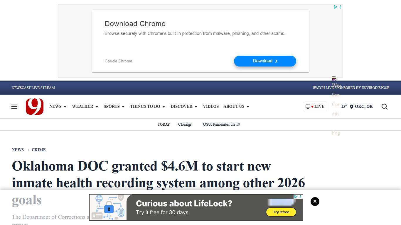 Oklahoma DOC granted $4.6M to start new inmate health recording system among other 2026 goals - News9.com